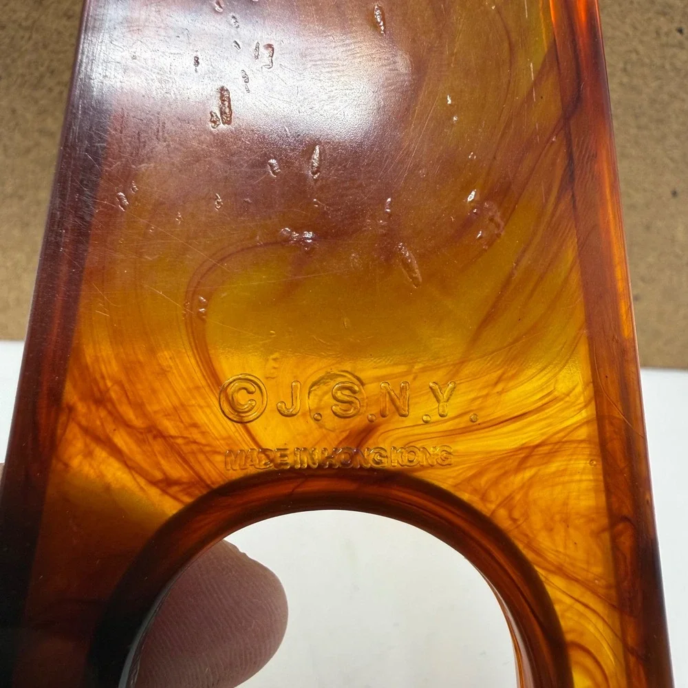 VTG JSNY Faux Tortoise Shell Photo Collage Frame 7 Openings Amber Swirl 11.5in